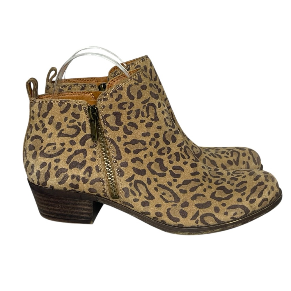 Lucky Brand Basel 7.5 leopard print suede ankle boots